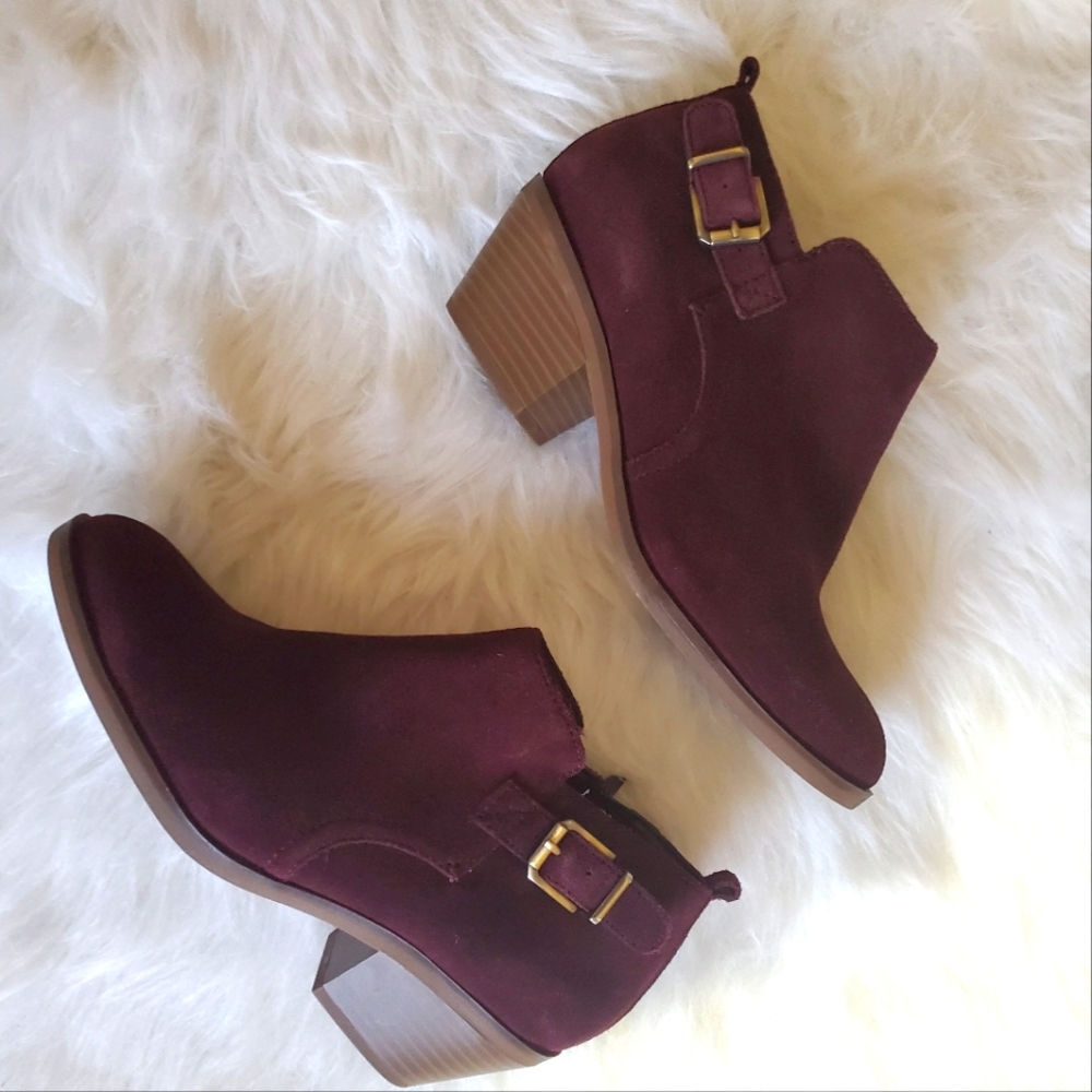Sonoma Genuine Suede Burgundy/Plum Ankle Boots